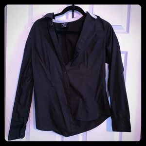 Perfect Black Work Shirt w/ Cute Polka Dot Detail